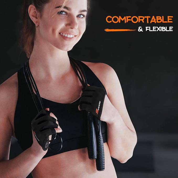 SueStar Partial Weight Lifting Gloves, 3/4 Finger Workout Gloves for Men Women, Full Palm Protection & Silicone Grip Gym for Weightlifting Exercise Fitness Smartwatch Friendly