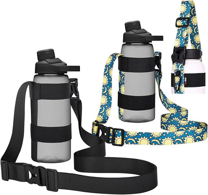 HEYSKAY Water Bottle Holder With Handle and Adjustable Shoulder Strap, Sling With Carabiner for 12oz-40oz Hydro Flask, Sports, Gym, Hiking, Camping, Walking