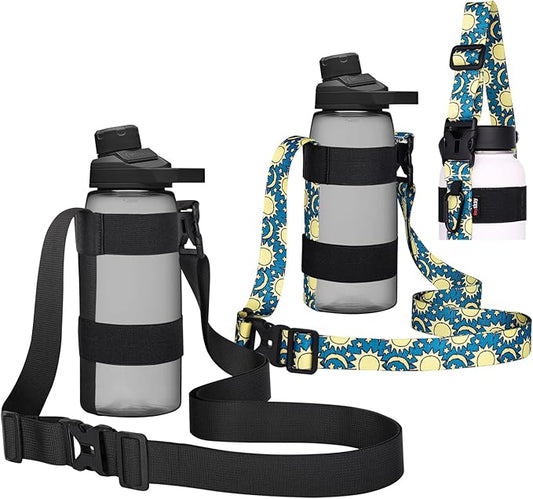 HEYSKAY Water Bottle Holder With Handle and Adjustable Shoulder Strap, Sling With Carabiner for 12oz-40oz Hydro Flask, Sports, Gym, Hiking, Camping, Walking