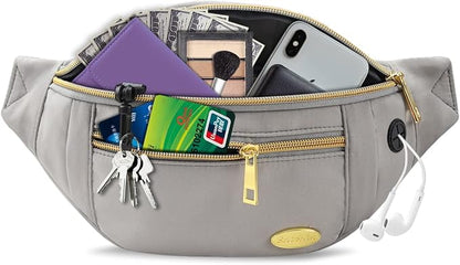 Entchin Fanny Pack for Women Men,Crossbody Belt Bag with 4-Zipper Pockets,Adjustable Waist Bag Pack,One of the Most Popular Travel Essential Gifts for Walking,Traveling,Cycling