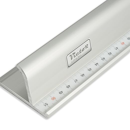 Victor 18-Inch Professional Aluminum Safety Ruler with Finger Guard Edge and Non-Slip Base - Ideal for Large-Scale Precision Cutting - Heavy-Duty Cutting Ruler for Safe Use