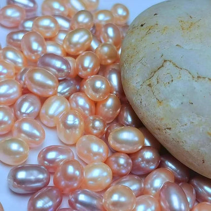 50 Pcs Natural Pearl Beads for Jewelry Making AAA 8-9 mm No Holes Natural Genuine Real Freshwater Cultured Pearl Oval Pearls Beads Loose Gemstone Bead Crafts Gift for Women,DIY Gifts.
