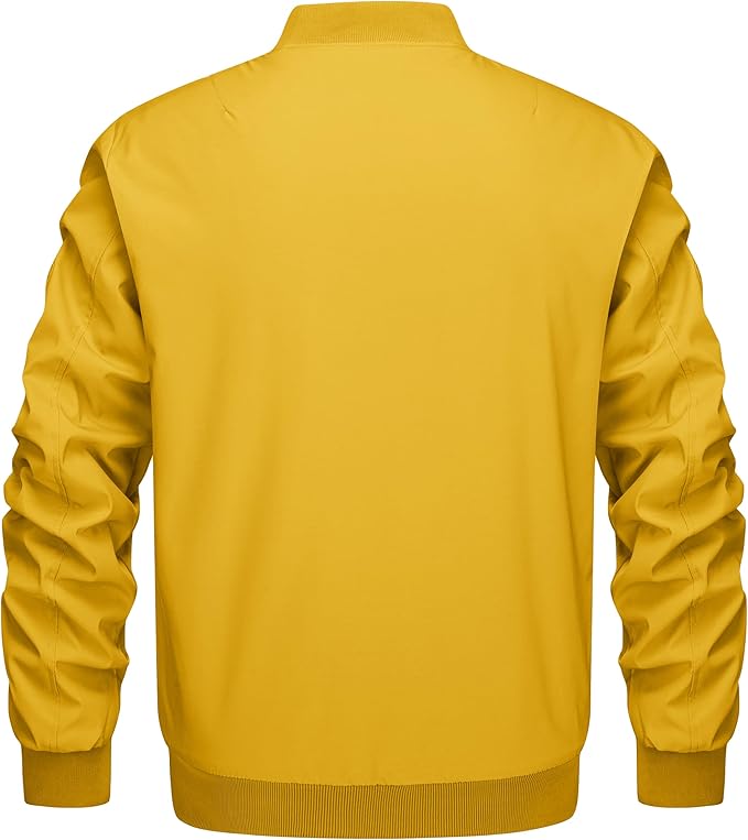 KEFITEVD Men's Jacket Casual Windproof Bomber Jackets Full Zip Windbreaker Warm Winter Padded Coats