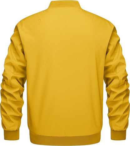 KEFITEVD Men's Jacket Casual Windproof Bomber Jackets Full Zip Windbreaker Warm Winter Padded Coats