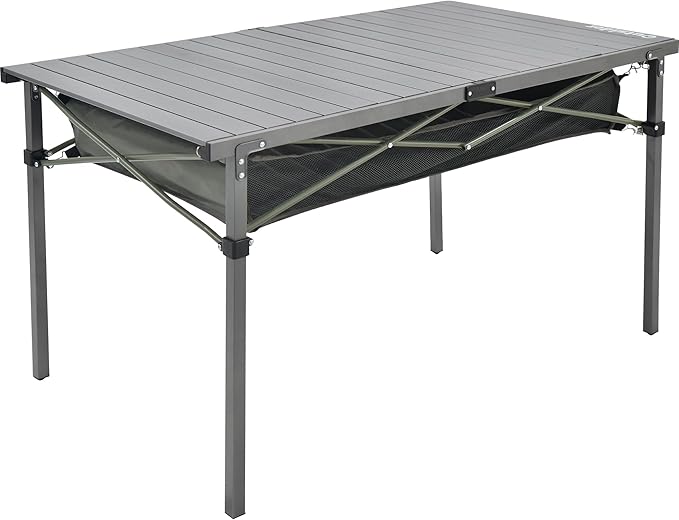 OUTSIDER Folding Camping Table, Portable Roll-up Outdoor Lightweight Aluminum Camp Table for Picnic BBQ Backyards Beach, Large Storage Mesh Pocket and Carrying Bag Included