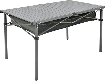 OUTSIDER Folding Camping Table, Portable Roll-up Outdoor Lightweight Aluminum Camp Table for Picnic BBQ Backyards Beach, Large Storage Mesh Pocket and Carrying Bag Included