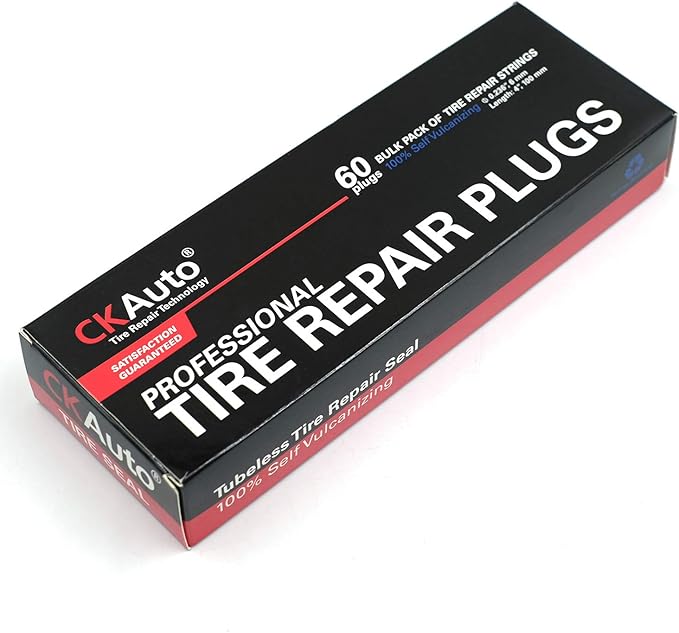 CKAuto 60pcs 4" Black Tire Repair Strings, Automotive Tool Tire Repair Plugs for Tubeless Off-Road Tires Car, Bike, ATV, UTV, Wheelbarrow, Mower