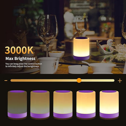 OORUN Touch Bedside Table Lamp,13 RGB Colors & 5 Brightness, USB Rechargeable Desk Lamp, Remote Control Dimmable Night Light with RGB Color Changing,Portable Lamp for Baby, Living Room (Purple)