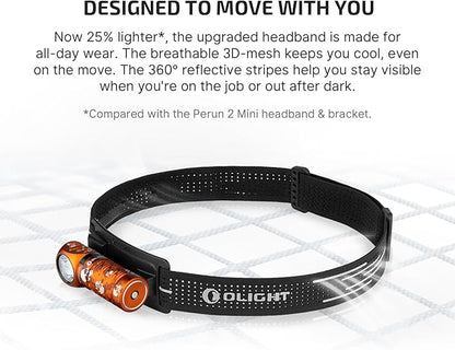 OLIGHT Perun 3 Mini Headlamp 1250 Lumens LED Head Flashlight,Rechargeable Headlight with Red Light Option,Perfect for Working, Hiking, Camping and Climbing (Cool White 5700K~6700K, Ghost Blaze)