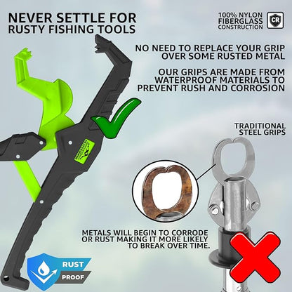 Fish Lip Grabber Fish Lip Gripper 9" Fishing Tool Mouth Spreader Grip Hook Remover Gripper Hook Remover Fishing Gear Comes with Lanyard