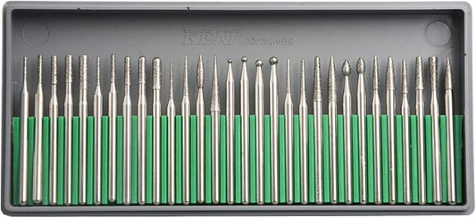 30Pcs 3mm Burr set,3mm Shaft,Diamond Stone Abrasive Burs Grit Bits for Rotary Tool Grinding Head Jewelry Lapidary Woodworking (3mm burr set)