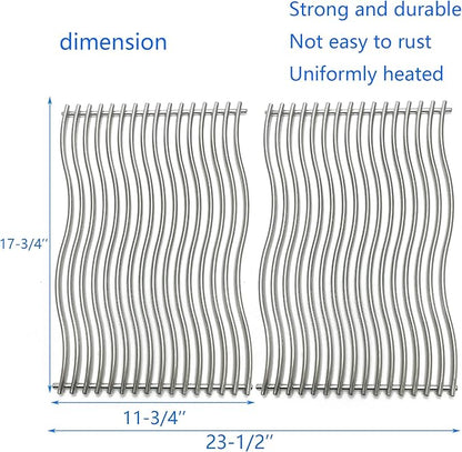 17-3/4" Stainless Steel 2Pack Waved Cooking Grids Grates Replacement Parts for Napoleon Rogue 425 Series 425xt 425 SIB Gas Grill S83013