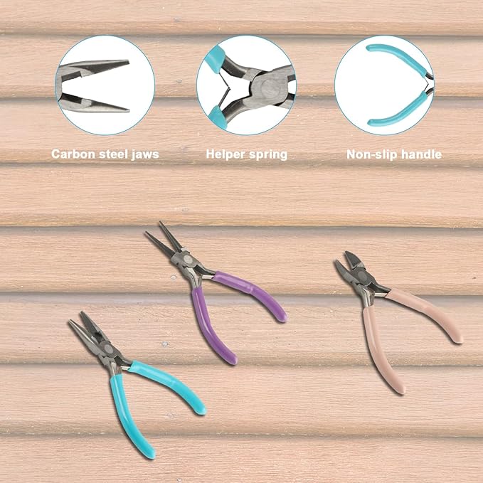 3pcs Jewelry Pliers Set, Jewelry Pliers for Jewelry Making Tools, Needle Nose, Round Nose and Wire Cutters for Jewelry Making Pliers Repair Wire Crafting