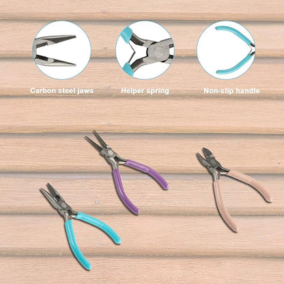3pcs Jewelry Pliers Set, Jewelry Pliers for Jewelry Making Tools, Needle Nose, Round Nose and Wire Cutters for Jewelry Making Pliers Repair Wire Crafting