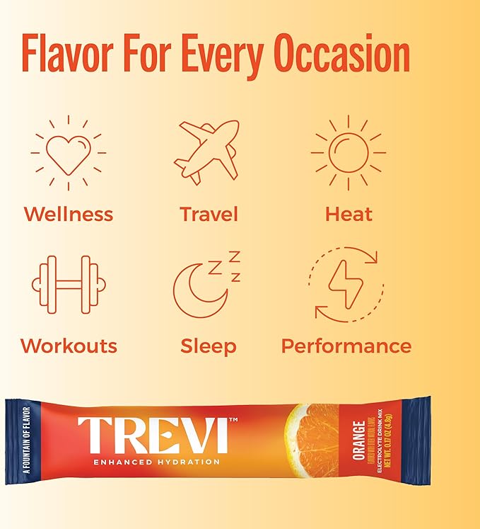 TREVI™ Sugar Free Electrolytes - Drink Mix Hydration Powder Packets - 8 Count - Orange