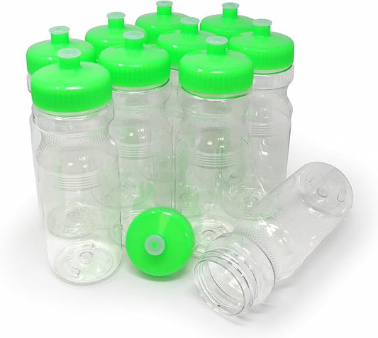 Rolling Sands 24 Ounce BPA-Free Plastic Water Bottles, Set of 10, Made in USA