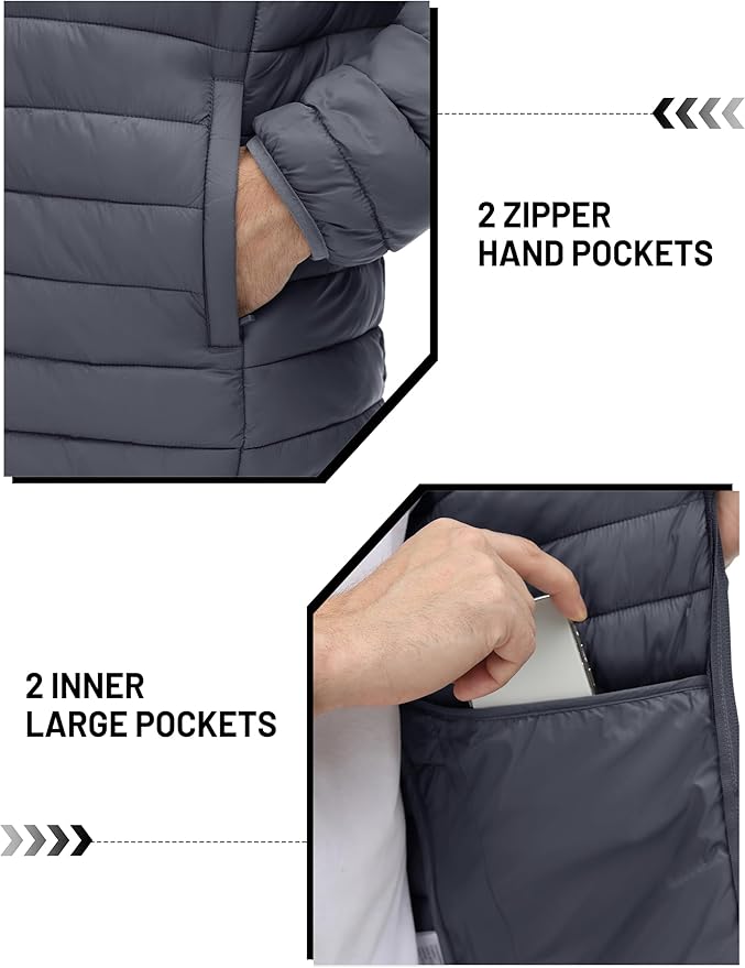TACVASEN Men's Lightweight Puffer Jacket Winter Quilted Puffy Jackets Warm Water-Resistant Windproof Insulated Coats