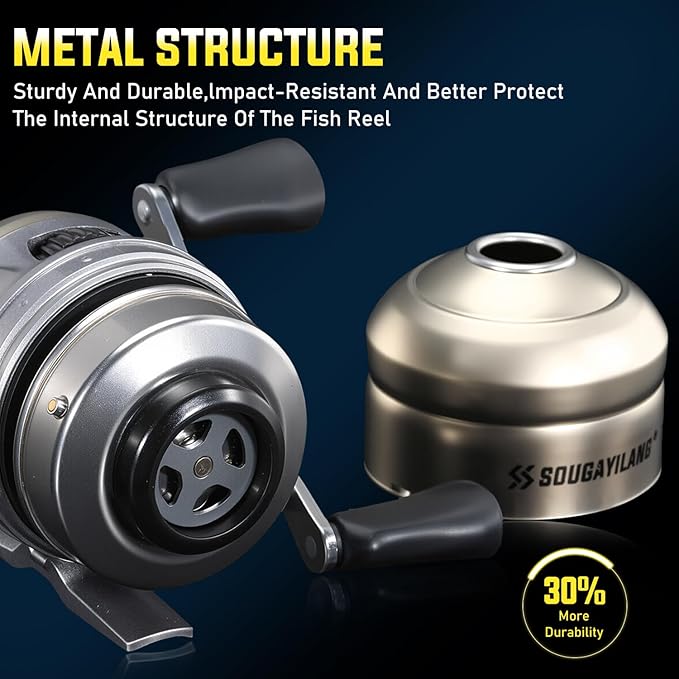 Sougayilang Spincast Reel and Fishing Rod Combo, 5-Foot 9-Inch Durable Carbon Rod, Quickset Anti-Reverse Fishing Reel with Mono Line