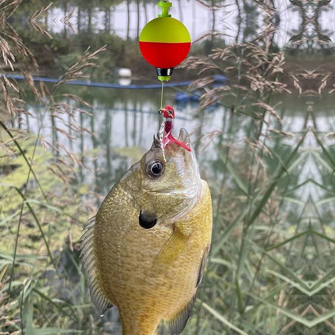 Fishing Bobbers Floats,10 Packs Weighted Bobbers for Fishing Foam Snap-on Fishing Floats Ball Oval Fishing Corks Bluegill Crappie Panfish Bass Trout