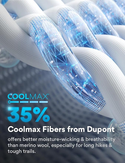 Merino Wool seamlsee Hiking Socks Moisture Wicking Anti-Blister Breathable Cushioned Compression Mens