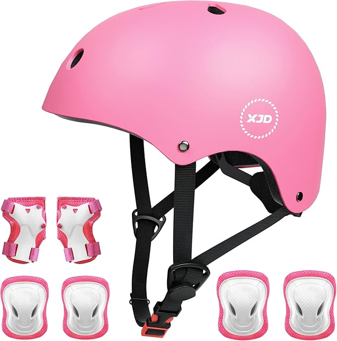 XJD Kids Bike Helmet,Multi-Sport Protective Gear Set for 3-5-8-14 Years Boys Girls with Knee and Elbow Pads Wrist Guards fit Roller Skates,Cycling,Skateboarding,Christmas Birthday Gifts for Kids