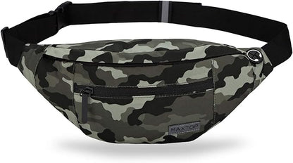 MAXTOP Large Crossbody Fanny Pack with 4-Zipper Pockets,Gifts for Enjoy Sports Festival Workout Traveling Running Casual Hands-Free Wallets Waist Pack Phone Bag Carrying All Phones