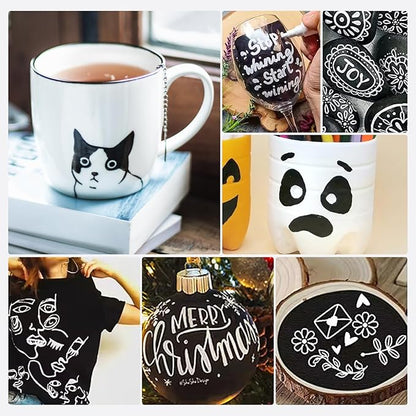 White Paint Pens Paint Markers, 2 Pack Oil Based Permanent Markers With 2-3mm Medium Point Tip For Rock Painting, Wood, Plastic, Metal, Canvas, Mugs Art Supplier (White,2 Pack)