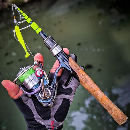 PURELURE Fishing Rod Telescopic, Carbon Fiber Spinning Casting Travel Rod, Spare Solid Carbon Tip, 3A Cork Handle, ABS Metal Reel Seat, Floating Guide Ultralight Portable Fishing Pole