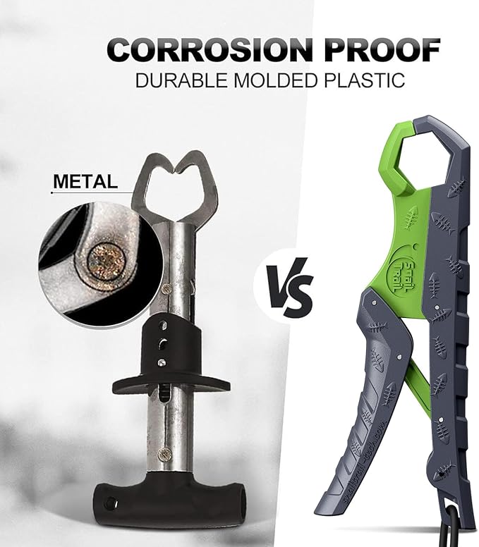 SNAIL TRAIL 7.5''/9'' Floating Fish Gripper, Fishing Grabber, Catfish Mouth Pliers, Caught Bass Holder, Digital Scale Hook Clamp, Saltwater Lip Grip Tool with Lanyard, Gifts for Men