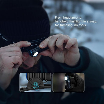 OLIGHT Perun 3 Mini Headlamp 920 Lumens LED Head Flashlight,Rechargeable Headlight with Red Light Option,Perfect for Working, Hiking, Camping and Climbing(Neutral White (4000K~5000K), Black)