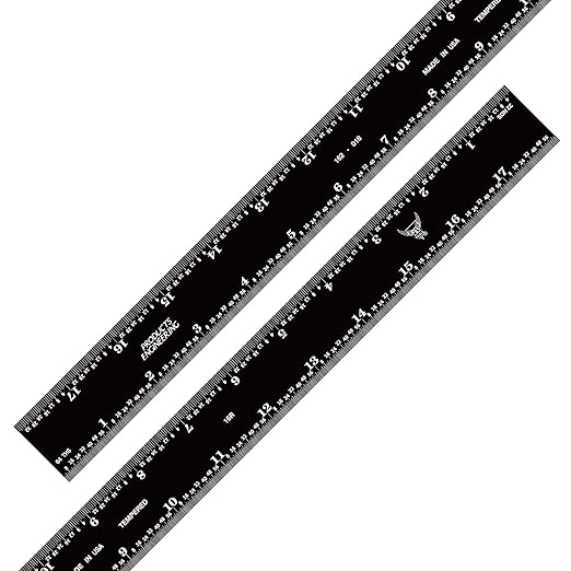 Pec Tools Rigid 18-inch Ruler, Stainless Steel, High Contrast, 1/32“, 1/64”, 1/50“, 1/100” High-Precision Ruler, Suitable for Precision Workshops and Laboratories, Made in USA