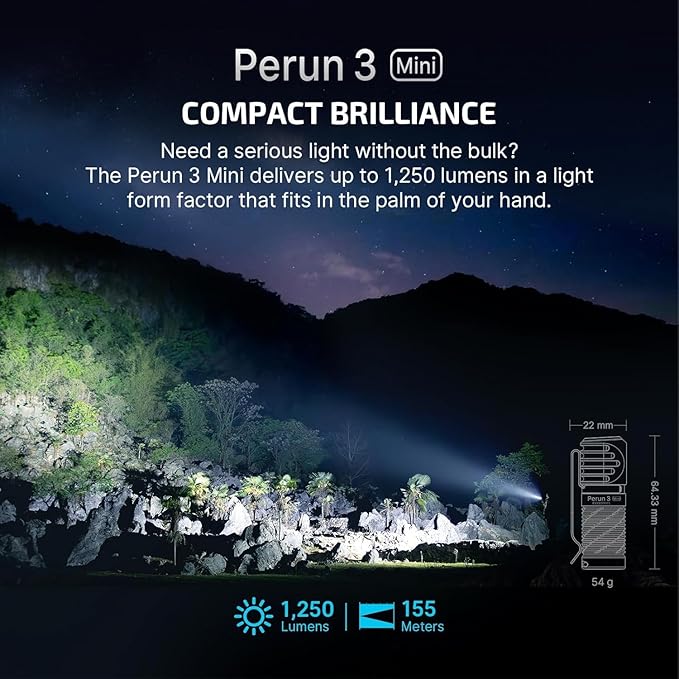 OLIGHT Perun 3 Mini Headlamp 1250 Lumens LED Head Flashlight,Rechargeable Headlight with Red Light Option,Perfect for Working, Hiking, Camping and Climbing (Cool White 5700K~6700K, Ghost Blaze)