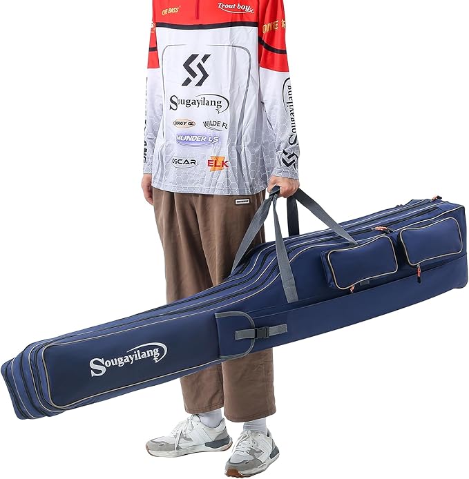 Sougayilang Fishing Rod Case Organizer Pole Storage Bag Fishing Rod and Reel Carrier Organizer for Travel