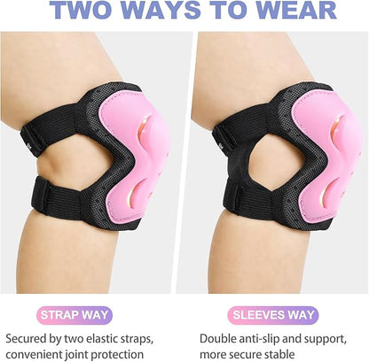 Kids/Youth/Adult Knee Pads Elbow Pads with Wrist Guards Protective Gear Set 6 Pack for Roller Skating Skateboard Cycling Skating Bike Scooter Riding Sports