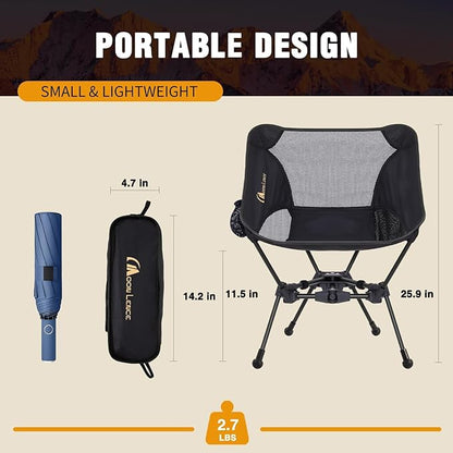 MOON LENCE Portable Camping Chair Backpacking Chair - The 4th Generation Ultralight Folding Chair - Compact, Lightweight Foldable Chairs for Hiking Mountaineering, Beach