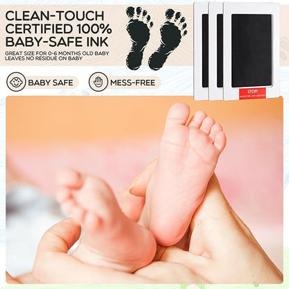 Jetec 15 Set Inkless Baby Footprint and Handprint Kit, Clean Touch Ink Pad for Baby Hand and Footprints, Dog Paw Print Kit with Ink Pads and Imprint Cards for Newborns Babies Pets Gifts (Black)