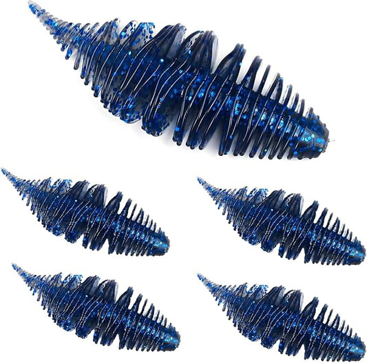 Soft Swimbait Lures, Soft Plastic Fishing Lures Kit, Bass Fishing Lure Swim Baits with 5 Color, Threaded Small Needle Tail for Trout, Crappie, Bass, Redfish, Freshwater, Saltwater