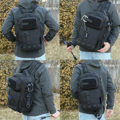 Fishing Backpack - Tackle Sling Bag- Fishing Gear Bags with Rod Holder and Fish Plier (Green)