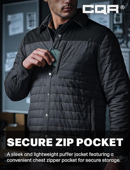CQR Men's Lightweight Insulated Jacket, Windproof Packable Water Resistant Warm Active Coat for Hiking Work Outdoor Tactical