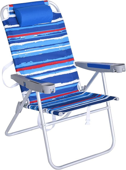 SUNNYFEEL Tall Folding Beach Chair Lightweight, Portable Sand Chair for Adults Heavy Duty 500 LBS with Cup Holders, Foldable High Camping Lawn Chairs for Camp/Outdoor/Picnic/Concert/Sports