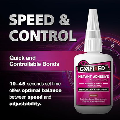 Medium-Thick Super Glue for Wood Plastic Ceramic, 56.8 Gram (2oz) All Purpose Clear Cyanoacrylate Adhesive, Heavy Duty CA Glue for 3D Printing PLA Model Shoe Aquarium Leather Glass Rubber Craft