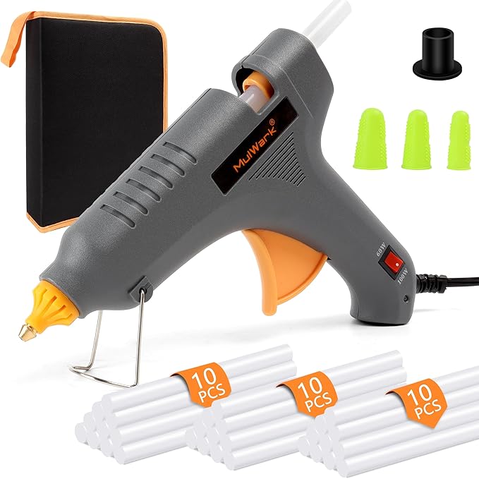 Mulwark Full-Size Hot Glue Gun Kit – High Performance Dual Power 60/100W Industrial Glue Gun Set with 30 Glue Sticks for Crafting, Repairs, and DIY Projects