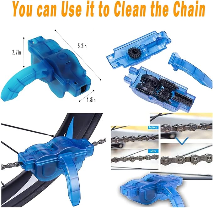 10pcs Bike Cleaning Kit, Bicycle Clean Brush Tool Including Chain Cleaner for Cycling,Bike Chain Cleaner Brush Suitable fo Mountain/Dirt/MT/Road/BMX Bike