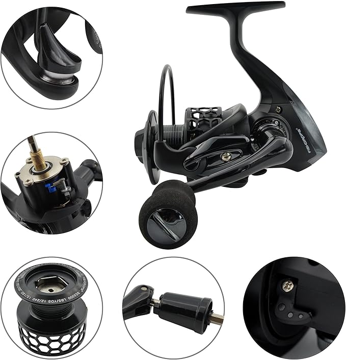 Spinning Fishing Reels 12+1BB Ultra Lightweight Carved Aluminum Spool Reels Affordable Smooth Spinning Reels