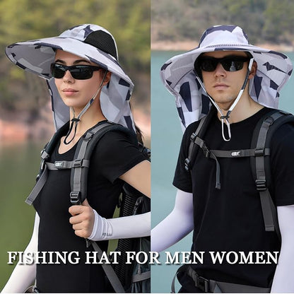 Sun Hat for Men Women with Neck Flap,UPF 50+ UV Protective Hiking Fishing Hats,Wide Brim Sun Hat for Women&Men