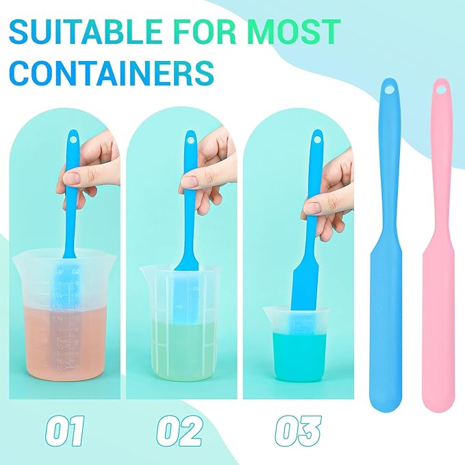 Gartful 6PCS Colored Silicone Spatula Stick, Reusable Epoxy Stir Sticks Scraper DIY Crafts Tools for Mixing Resin, Paint, Waxing, Liquid, Arts Projects, Facial Mask Stirring Rods, 6 Colors