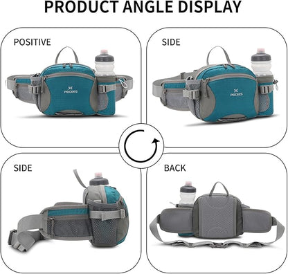 Peicees Hiking Fanny Pack Large Waist Bag for Men Women with Bottle Holder Water Resistant Lumbar Pack for Hiking Camping Fishing Outdoor (Bottle Not Included)