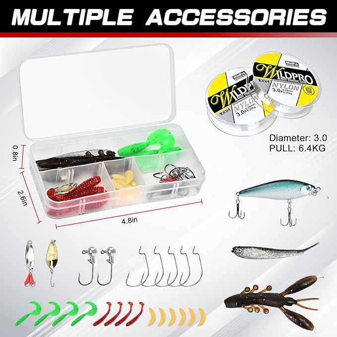 6.89ft Fishing Rod and Reel Combo, 2PCS Telescopic Carbon Fiber Fishing Rod, Spinning Reels *2, Fishing Line *2, Fishing Hooks Bait Set, Portable Fishing Pole Set with Carrier Bag