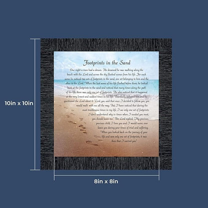 Footprints in the Sand Inspirational Wall Art, Beach Decor, Christian Gifts for Women and Men, Christian Wall Decor, Get Well Soon, Encouraging Scripture Wall Art, Framed Sympathy Gift 8639CH