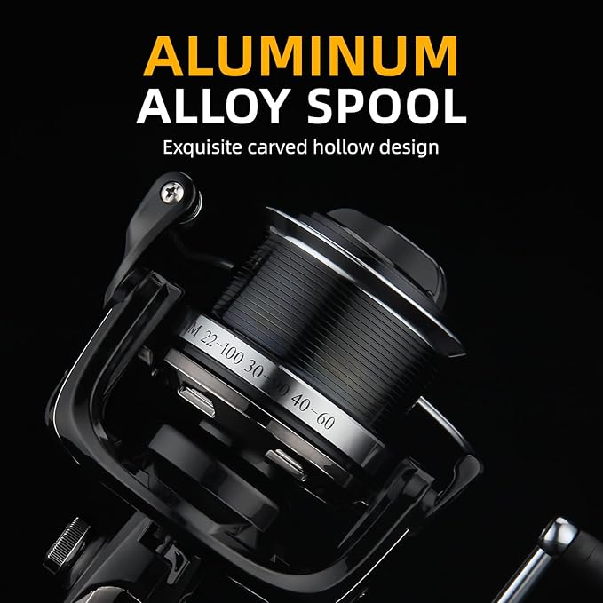 HAUT TON 8000/10000/12000 Big Game Surf Spinning Fishing Reel,20KG Drag Power. Backlash-Free Bearings,Metal Reel Seat,Zinc Alloy Gear for Saltwater Inshore and Offshore Fishing